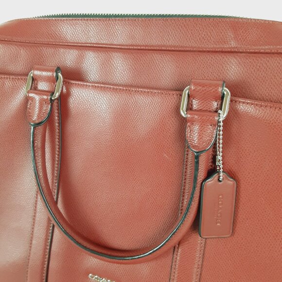 Coach #71681 Crossgrain Leather Briefcase Slim Brief Red Laptop Case Crossbody - Picture 2 of 16